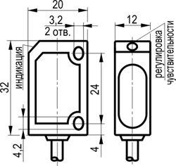 Габариты OS I26A-32P-2,5-LP